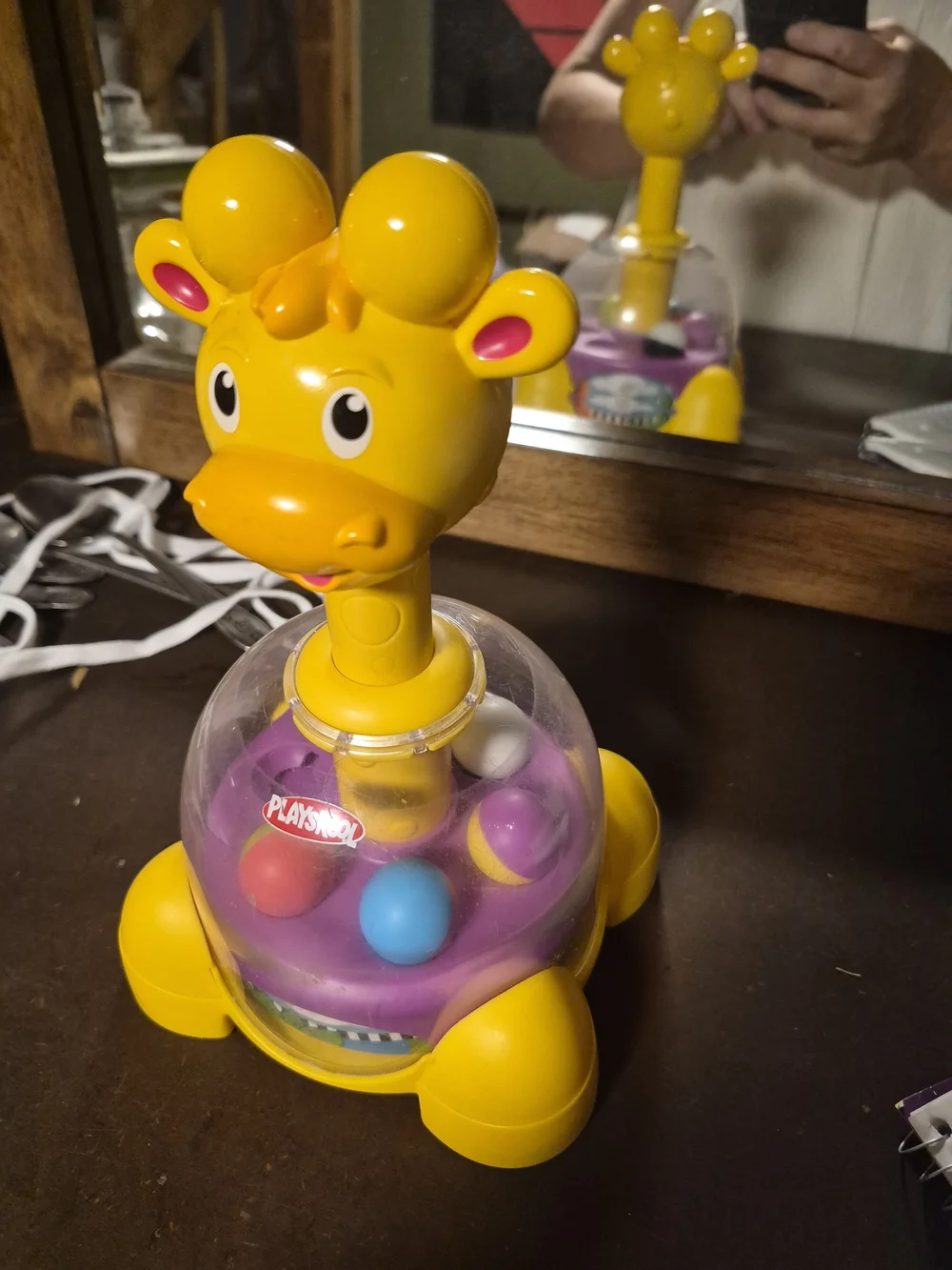 2011 Playskool Giraffalaff Tumble Top Toy Yellow Giraffe Ball Popper